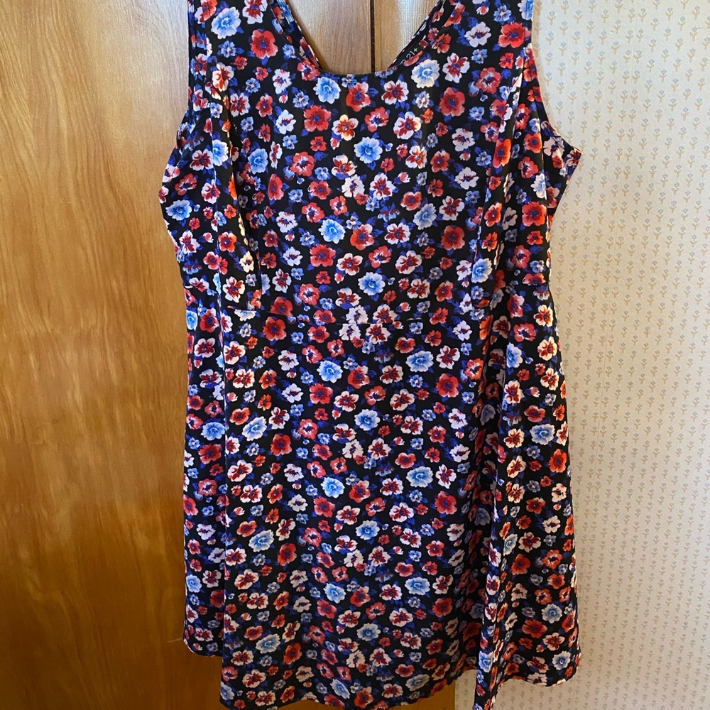 Red, white and blue floral dress